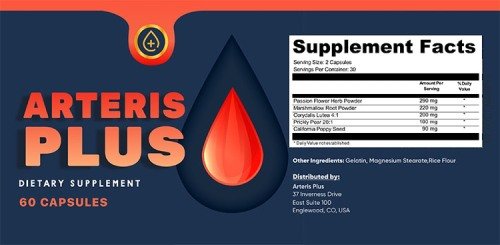 Arteris Plus supplement facts label showing non-GMO plant-based formula